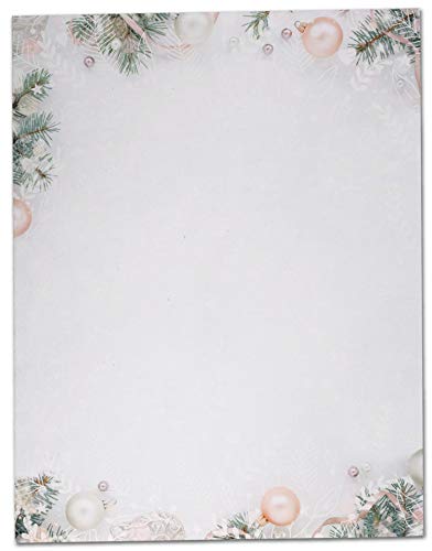 Papier à lettres sapin de Noël or rose - Lot de 60 feuilles festives