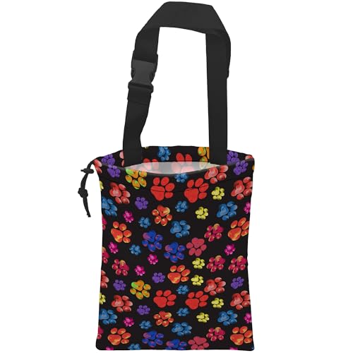 Image of Car Trash Bag Rainbow Animal Paw Print Car Garbage Bag Hanging Car Trash Can for Back Seat with Drawstring