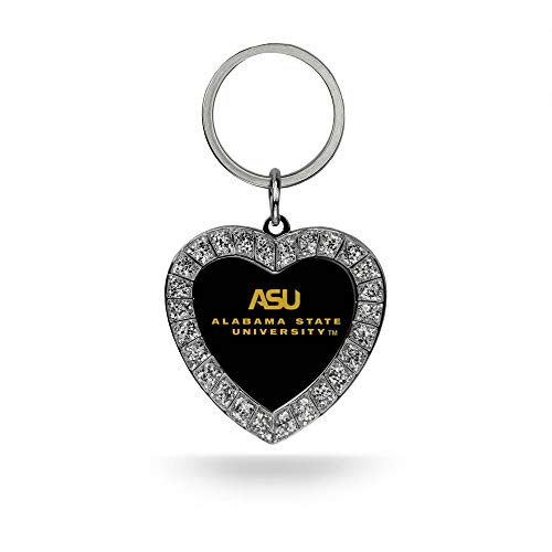Rico Industries NCAA Alabama State Hornets Metal Rhinestone Heart Keychain
