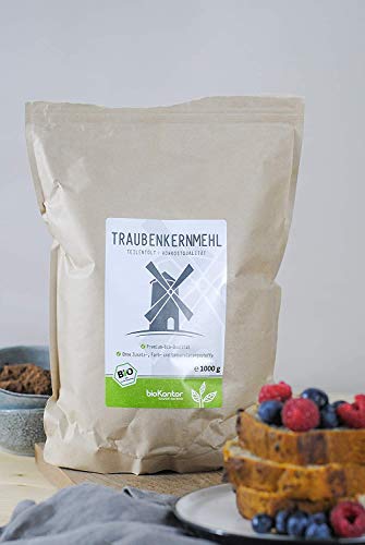 Foto von Traubenkernmehl BIO 1kg (1000 g) | teilentölt | 100% natürlich - ohne Zusatzstoffe I Rohkostqualität von bioKontor