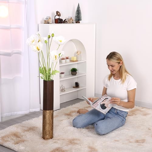 Image of Leewadee Decorative Tall Floor Vase for Living Room Decor, 25 inches, Brown Gold, Resin