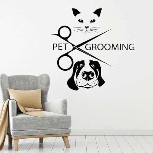 Vinilo decorativo de pared gato y perro 57x58cm