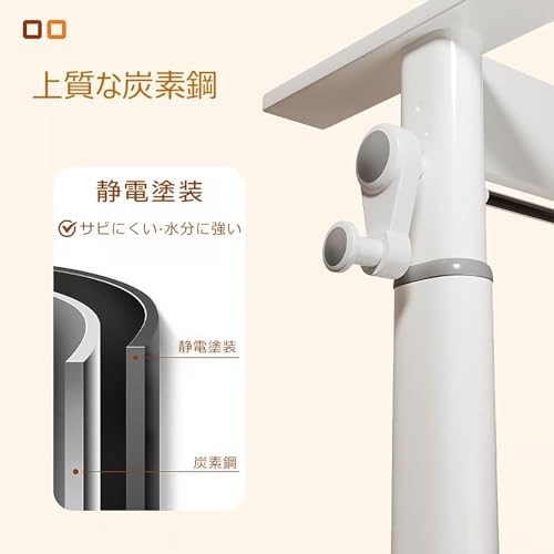 Tappros 昇降テーブル ロータイプ 学習机 幅100x奥行60x高さ63-90CM 無段階昇降可能 手回し式 耐荷重100KG 安定 人間工学 ホワイト [4]