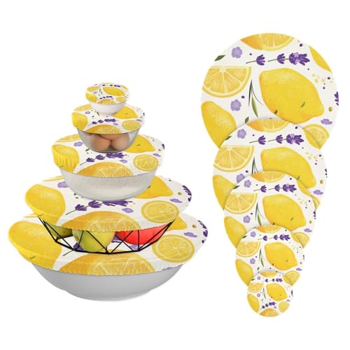 5 tapas lavables para latas de alimentos, 5 tamaños, para refrigerador, campamento y cocina (lavanda de primavera y limones frescos)