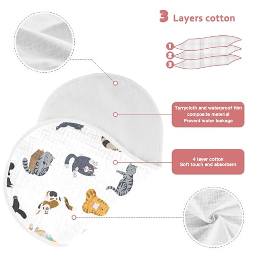 vvfelixl Baby Burp Cloths Cartoon Cat Baby Newborn Cotton Burping Cloths Set Baby Washcloths 4 Pack3