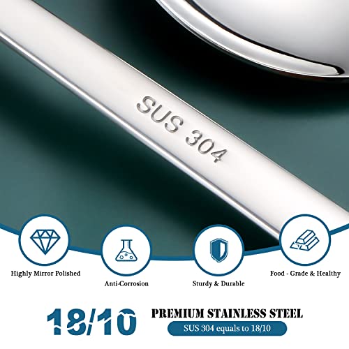 6 Piece Spoons Set, 18/10 Stainless Steel Korean Spoons Silverware, Long Handle Spoons Use For Iced Tea, Ice Cream, Dessert, Rice, Colorful Soup Spoons For Stirring, Dishwasher Safe, 8.07 Inch #TOP2