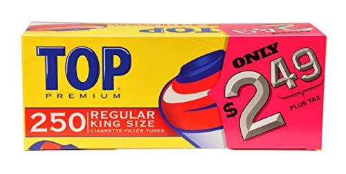 Top Regular Full Flavor Red RYO Cigarette Tubes - King Size - Pre-Priced - 250ct Box (4 Boxes)