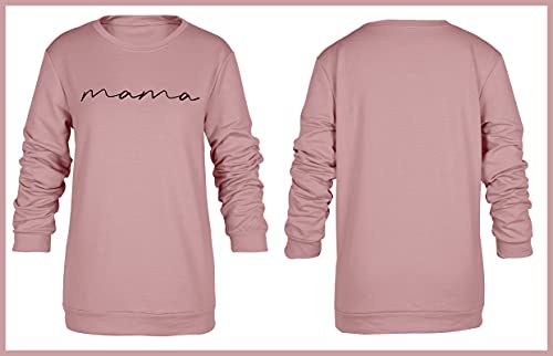 astanfy womens crewneck sweatshirt mama letter print long sleeve loose fashion pullover top
