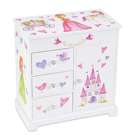 Jewelkeeper - Joyero Musical Decorado de Unicornios y Castillo, con 3 Cajones Extraíbles - Melodía de la Danza del Hada de Azúcar