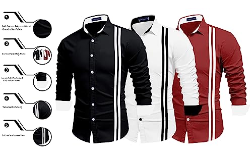 Image of Zombom Men's Striped Regular Fit Shirt