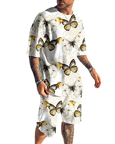 Ensemble de 2 pièces homme motif lion noir et blanc ts1189 taille S vêtement