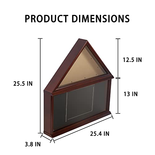 American Veteran Burial/Memorial Flag Display Case Pin Medal Display Military Shadow Box Frame For A 5' X 9.5' Flag Folded, With Space For Certificate Pins Insignia Medals Challenge Coins, Mahogany Finish #TOP2