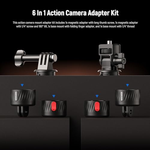Image of Neewer Magnetic Action Camera Mount Kit, Compatible with GoPro Hero 13 12 11 Max DJI Osmo Action Insta360, ABS Magnetic Quick Release Mount for POV Shots, GP-24