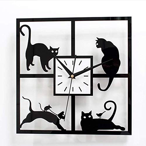 Horloge murale acrylique chat salon chambre décoration 30cm - 3