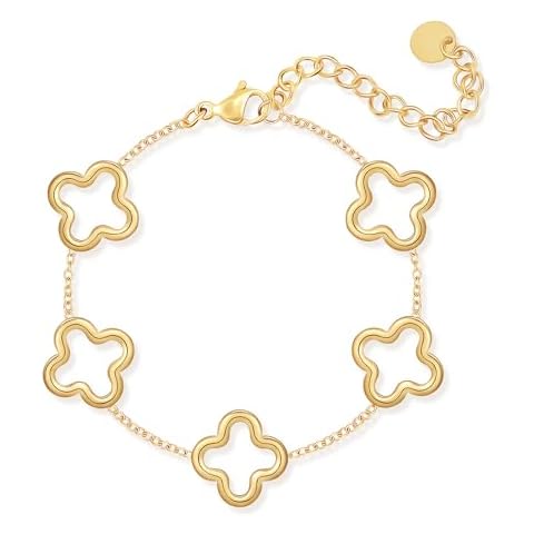 YADUDA Dainty Gold Four Leaf Clover Bracelet for Women Lucky Clover Link Bracelets Wrist Jewelry for Women Cover