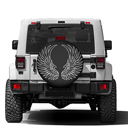 Image of Angel Wings Spare Tire Cover Dust-Proof Wheel Tire Cover Fit Trailer, RV, SUV and Many Vehicle 15 Inch