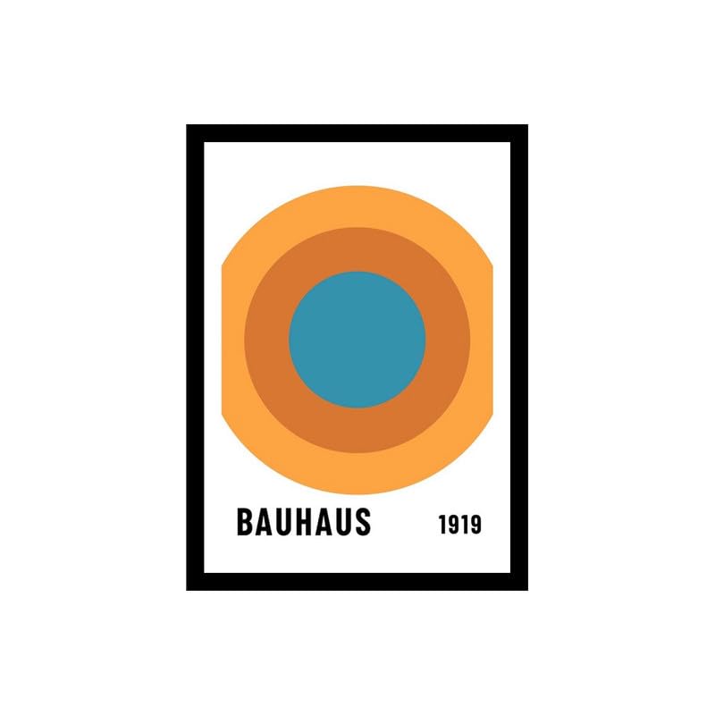 Image of BLINKART Vintage Bauhaus Retro Geometric Aesthetic Poster Gallery | Colorful Wrap Framed For Home Office Studio Living Room Modern Art Studio Decoration Abstract Shapes | (d66) | 13x10 Inch