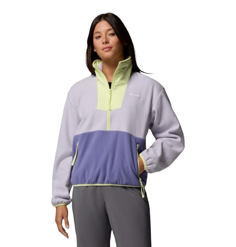 Columbia Women's Sequoia Grove Half Zip Fleece Jacket, Lavender Pearl/Stormwatch/Citron Haze, Medium
