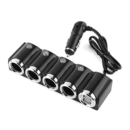 Ymiko Répartiteur d'allume-Cigare pour Chargeur de Voiture à 4 Voies, Adaptateur Secteur avec Prise Multiple Charge Rapide Double Chargeur de Prise USB DC 12V-24V