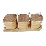 MATERIAL LIGERO Y SEGURO:Las cajas y las cucharas son fibra de bambú,las tapa y base son de madera,materias primas renovables,es segura y resistente. Es seguro para salud, no es tóxico y tiene propiedades anti-microbianas.