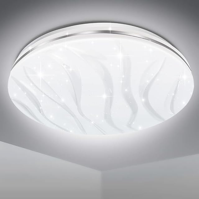 EXTRASTAR 18W LED Ceiling Light, 1950LM, 144W Equivalent, Cool White 6500K Daylight Round Modern Ceiling Lightning for Living Room, Bedroom, Kitchen, Balcony, Corridor, Office and More, Ø 330mm