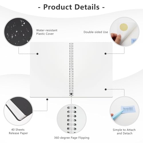Álbum reutilizable para colección de pegamentos, tamaño 8,5 x 11 pulgadas, con 40 hojas de papel desprendible en blanco, organizador de pegamentos restickables con herramientas (negro) miniatura 2