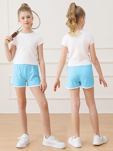 Image of Resinta 4 Packs Girls Soccer Shorts Toddler Girls Athletic Shorts Quick Dry Workout Dolphin Kids Active Shorts