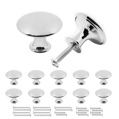 Misuyue Tiradores de muebles plateados, pomos de armario plateados y acero inoxidable, tiradores de cajón, tiradores de armario, tiradores de armario modernos y vintage, 10 unidades de 30 mm para