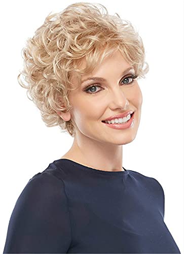Wigs for Women Human Hair Temperament, Curly Hair, Short Hair, Golden Wig Headgear