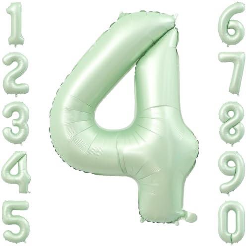 Olive Green Number 4 Balloon 40 Inch, Wall Hanging Sign for Forest Party