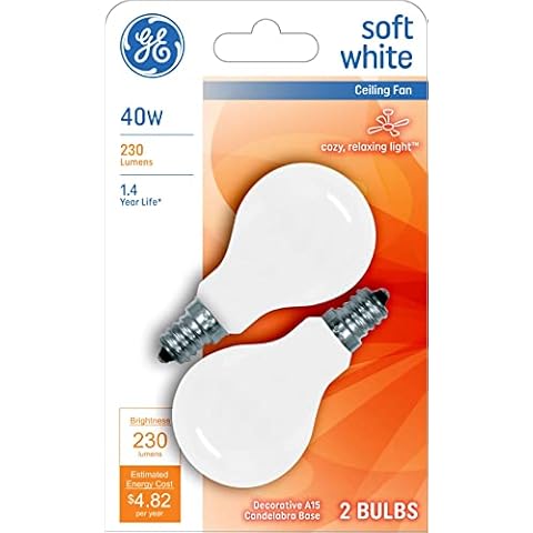 GE A15 Ceiling Fan Decorative Light Bulb, 2-Pack Cover