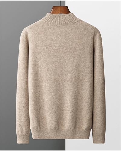 Men's Semi-High Collar Wool Sweater Loose Casual Knitted Long Sleeve Pullover2