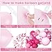 Amandir 153pcs Pink Balloon Garland Arch Kit, Different Sizes 18 12 10 5 inch Hot Pink Latex Metallic Confetti Pink Balloons for Birthday Princess Wedding Baby Shower Party Decorations