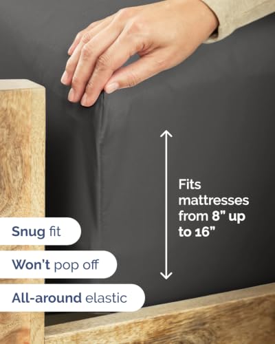 Image of Flex Top Split Head King 6 Piece Sheet Set - Soft & Cooling - Charcoal