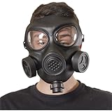 Carnavalife Máscara disfraz antigás integral con visor doble gas mask facial completo para cosplay disfraces DIY mascara de gas negro gris talla única adulta (Máscara Negro, 1)