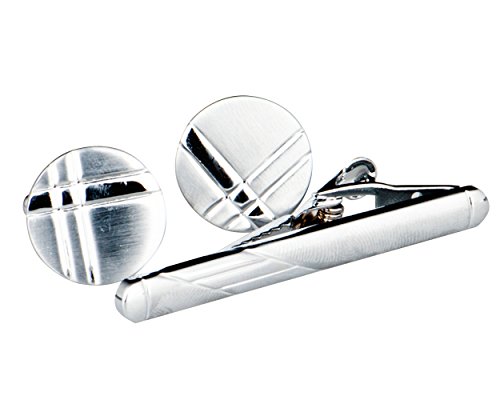 Lodestar Silver Milky Way Manetta/gemelli da uomo & fermacravatta/tie clip nella scatolla regalo: Circular X-Factor DE (ACT-43)