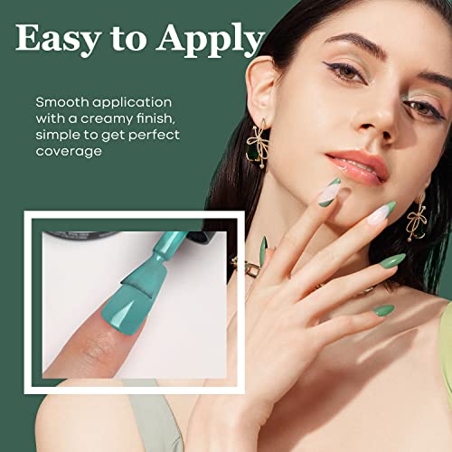 Modelones Blue Green Gel Nail Polish Set - 6 Colors Misty Gray Dark Green Glitter Gel Polish Kit Sage Green Baby Blue Nail Gel Polish Soak Off Led Nail Lamp Gel Nail Kit Diy Home Nails Manicure Gifts #TOP5