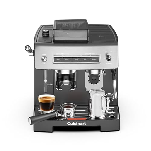 Cuisinart Espresso Bar™ Grind & Brew Machine, Espresso Maker with Milk Frother for Latte and Cappuccino, 16 Grind Settings, Cold Extraction Feature, 20 Bar, Cup Warmer, Silver & Black (EM-640C) by Cuisinart - Used condition - CA$181.32