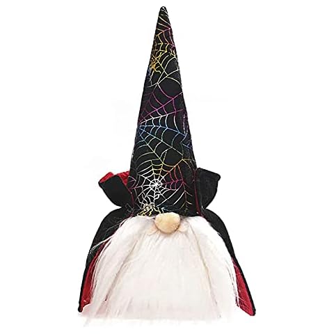 Halloween Decorations LED Light Up Gnome Faceless Plush Doll with Cloak Hat Easter Halloween Elves Witch Handmade Swedish Tomte Home Party Table Desk Decor Ornaments Christmas Creative Figurine Gifts Cover