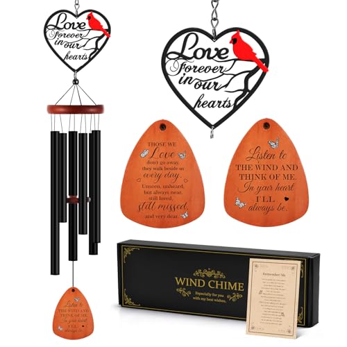 Kathfly Cardinal Wind Chimes for Loss of Loved One 28 in, Memorial Love