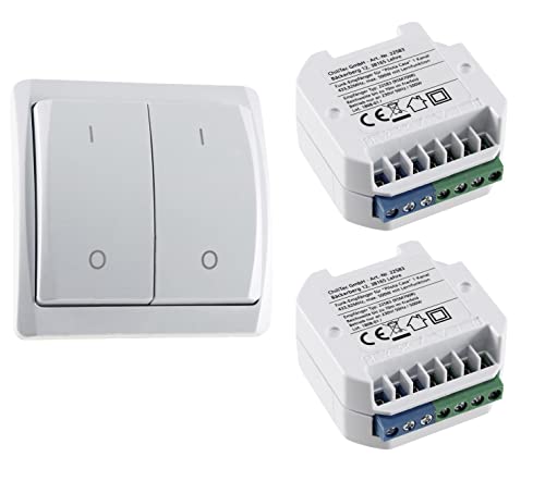 Funk Rolladen- & Jalousie Set mit Wandschalter PILOTA CASA kabellose Steuerung 230V für elektrische Motoren bis 500Watt - für UP Dosen Ø50x20mm
