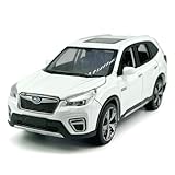 1:30 Scale 2021 Forester e-Boxer SUV Model Toy Car Metal Diecast Toy Vehicle, Doors Open, Light Sound, Pull Back, Toys for Boys Kids Gifts, Men Collection, Home Office Décor, White