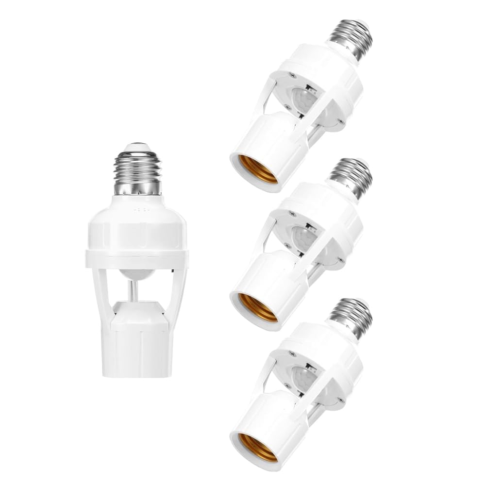 IJSDNVJNDX Automatic Lamp E27 Motion Sensor Light Base Set of 4, PIR-Motion 360° Sensor Twist Switch for Hallway, Basement Garage