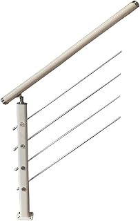Indoor Metal Stair Railing Post Kit - Cable Railing System Wired Steel Rope Stair Railings Pre-Drilled with Screws Level Line Black for Deck Garden Stairs Remodeling(White,Kit-1.2mm)