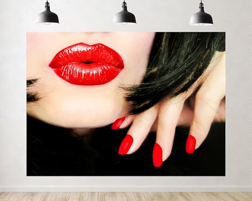 Trykid 12x8ft Glossy Red Lips Nails Backdrop Beauty Fashion Photography
