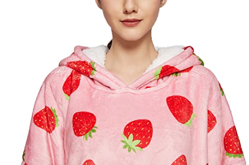 Hysunland Strawberry Wearable Blankets For Women Oversized Hoodie Sweatshirt With Kangaroo Pocket #TOP4
