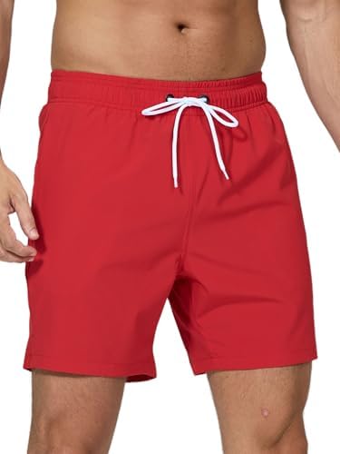 Arcweg Badehose für Herren mit Reißverschlusstasche Atmungsaktiv Wasserabweisend Badeshorts Männer Trainingsshorts Elastisch Verstellbar Mit Tunnelzug Meshfutter