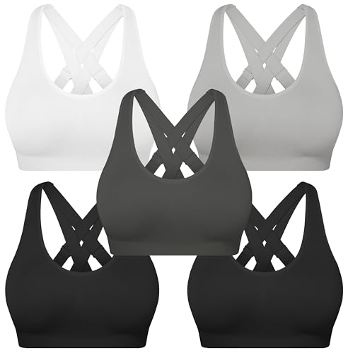 Image of MIRITY Padded Strappy Sports Bra for Women - with Dual Crossback and Adjustable Straps for Workout Gym