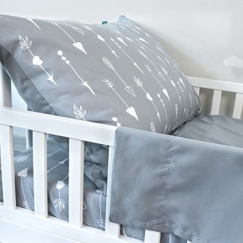 Image of Biloban 3-Piece Toddler Sheet Set Microfiber, Toddler Bedding Set Includes Crib Mattress Sheet, Flat Sheet and Envelope Pillowcase, Silky Soft, Breathable and Lightweight, Arrow