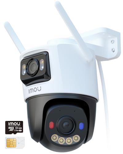 Imou 4G LTE Cámara de Segruidad, Doble Lentes Cámara Vigilancia WiFi Exterior 6MP (3MP Fijo+3MP PT), Visión Nocturna en Color, Audio Bidireccional, AI Detección de Persona, SIM y Tarjeta SD Incluidas